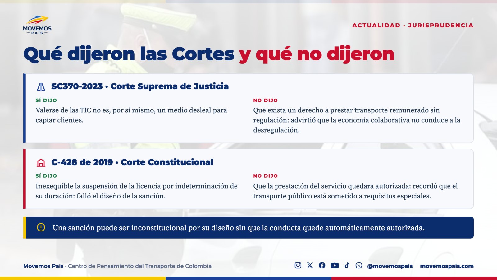 Tránsito no es lo mismo que transporte